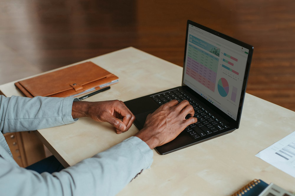 An employee working from home