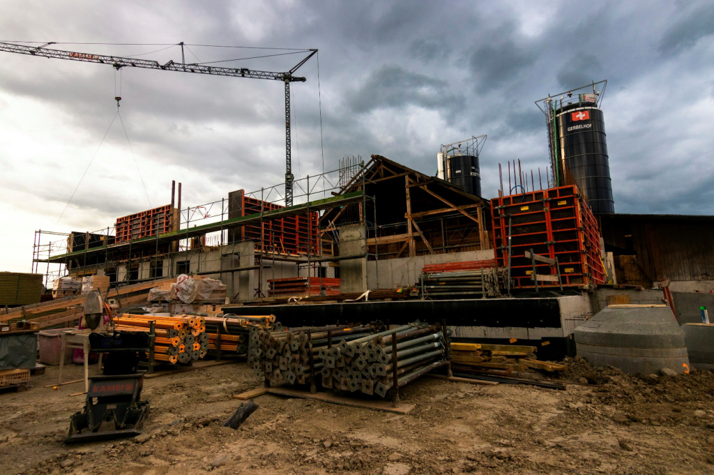 A large home under construction.